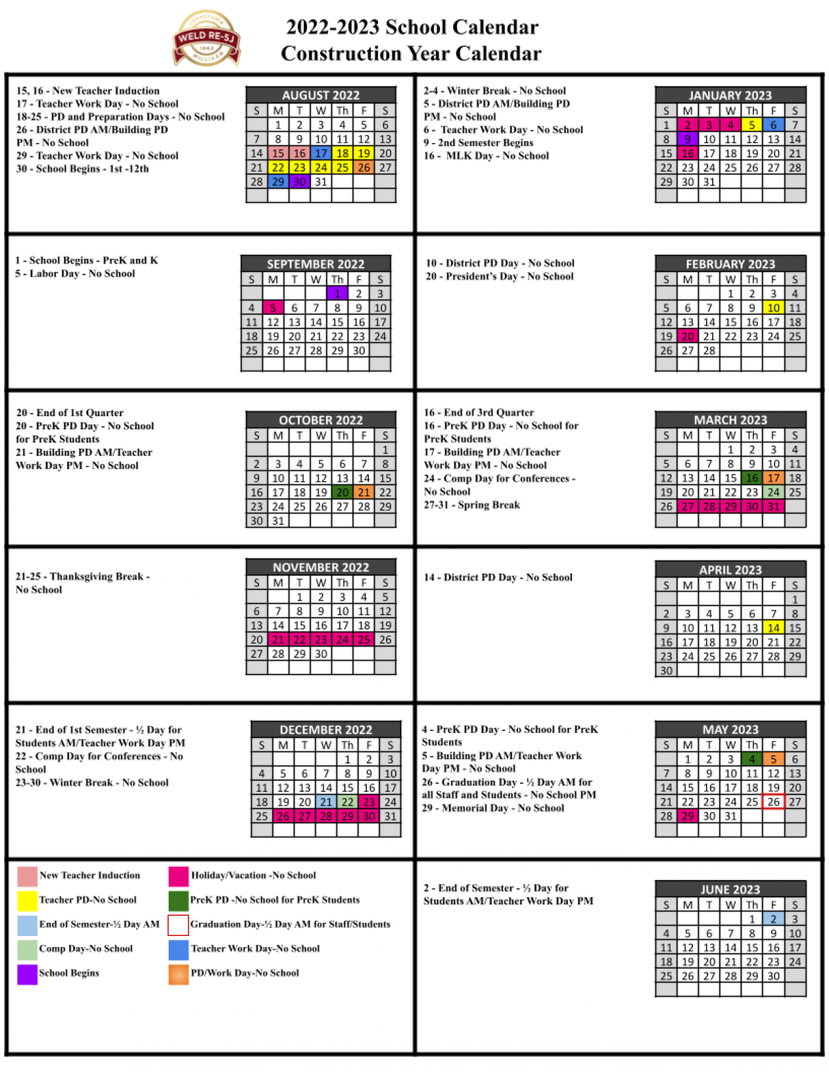 2022-2023 District Calendar | Weld County RE-5J School District ...